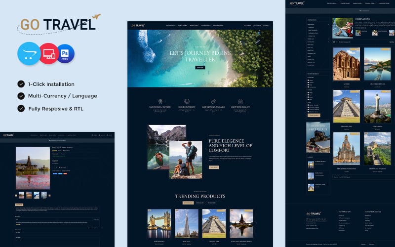 GoTravel - Negozio Opencart dell'agenzia di viaggi, tour e turismo