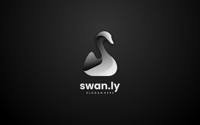 Łabędź Czarny Gradientowy Styl Logo