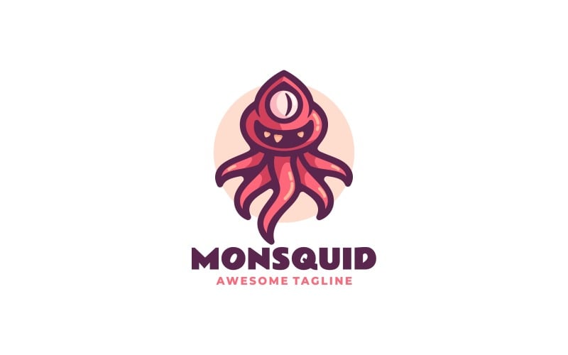 Logotipo de dibujos animados de calamar monstruo