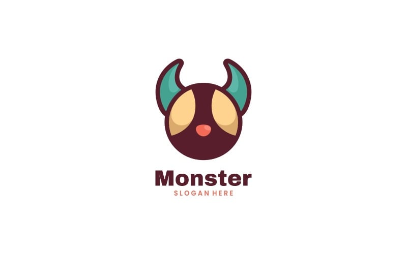 Monster eenvoudig mascotte-logo-ontwerp