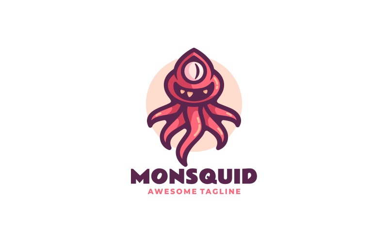 Monster-Tintenfisch-Cartoon-Logo