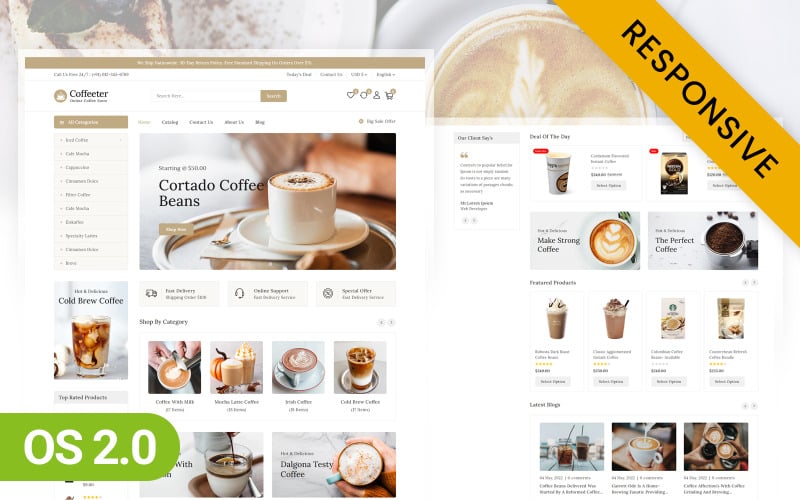 Coffeeter - Responsywny motyw Shopify 2.0 Sklep z kawą