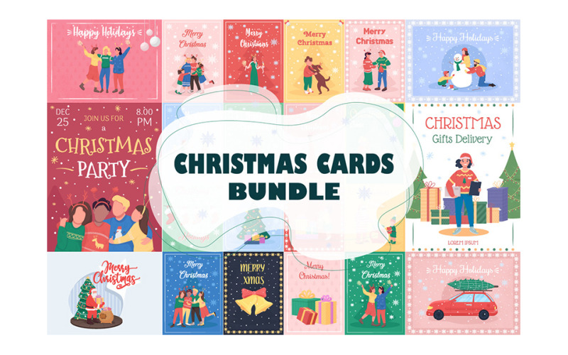 Pacchetto dell'illustrazione delle cartoline di Natale