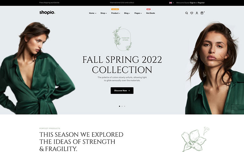 Shopio Fashion- Flerfunktionssektioner Shopify-tema