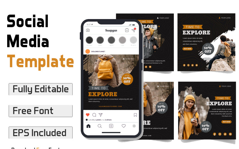 Traveler Instagram Posts Collection With Vector | Social Media | EPS