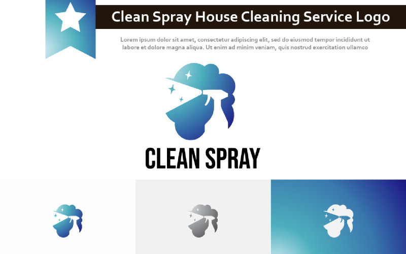 Logotipo de espaço negativo de serviço de limpeza de casa de spray limpo