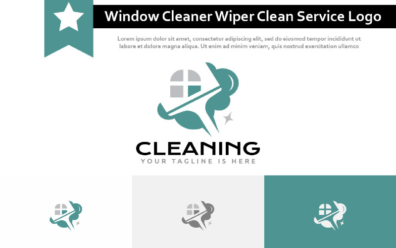 Nieskazitelny dom do czyszczenia okien Szablon logo Wiper Clean Service