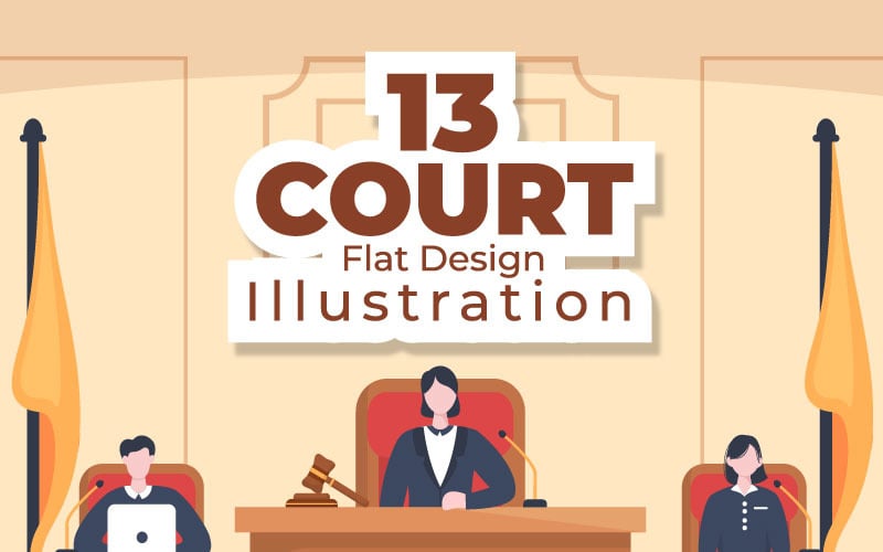 13 Sąd z ilustracjami Prawa i Sprawiedliwości