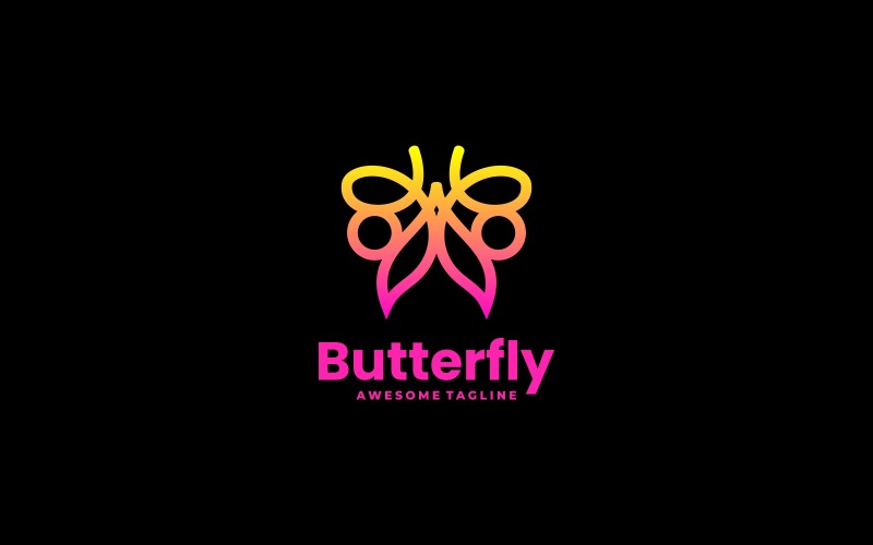 Création de logo d'art de ligne de dégradé de papillon