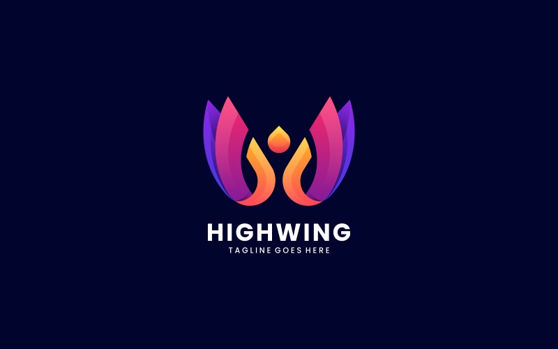Hög Wing Gradient Logotypmall