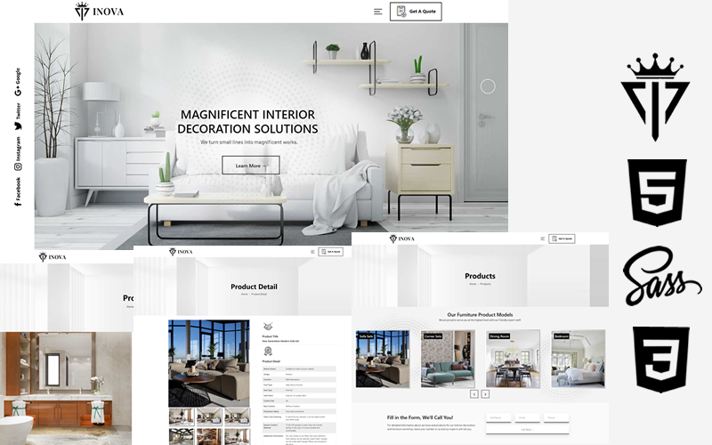 Inova - Interieur- en meubelproductie HTML5 Css3-themawebsitesjabloon