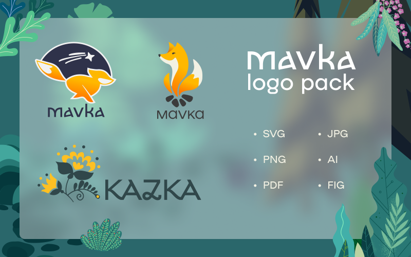 Mavka — Pacchetto logo Minimal Fairy Fox, Stars & Flowers