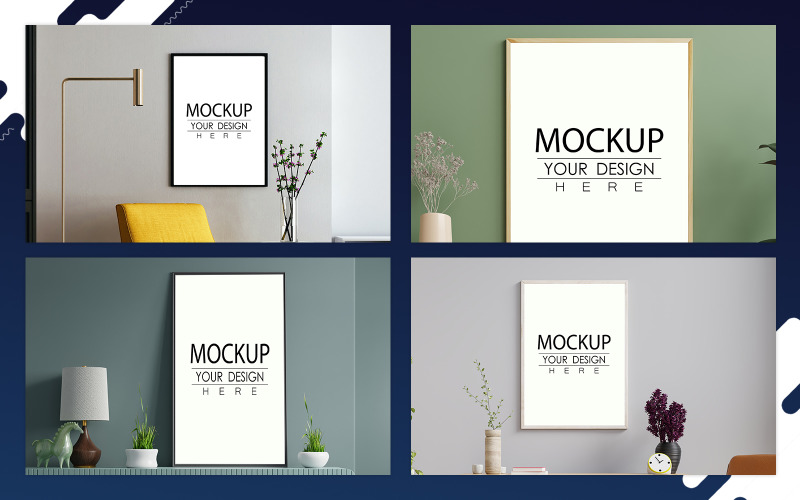 10+ plakátový rámeček mockup interiéru Psd