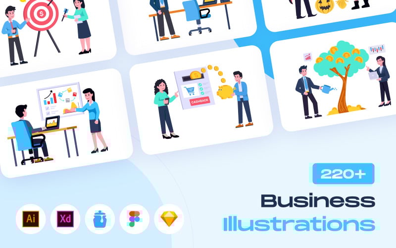 Plus de 200 illustrations d'entreprise