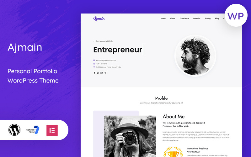 Ajmain – Portfolio Landing Page Motyw WordPress