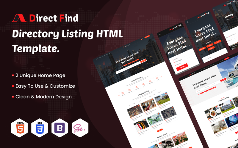 DirectFind - Kataloglista HTML5 webbplatsmall