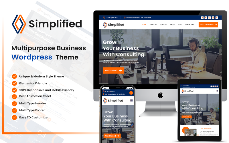 Förenklat Multipurpose Business WordPress-tema