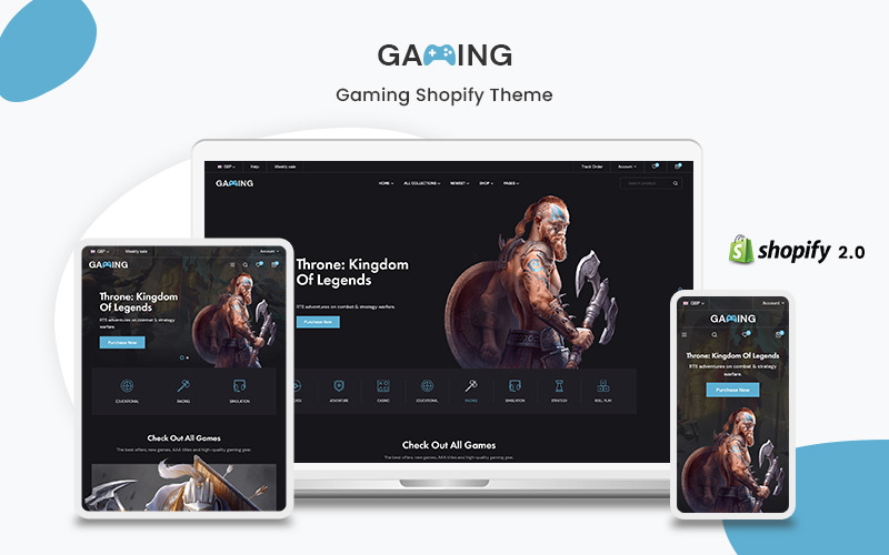 Gaming – A játékkiegészítők prémium Shopify téma