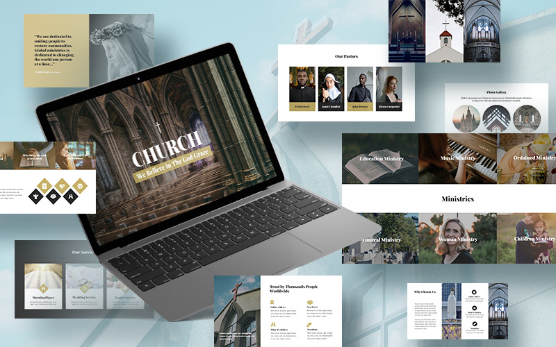 Modelo de PowerPoint de igreja. 50 slides