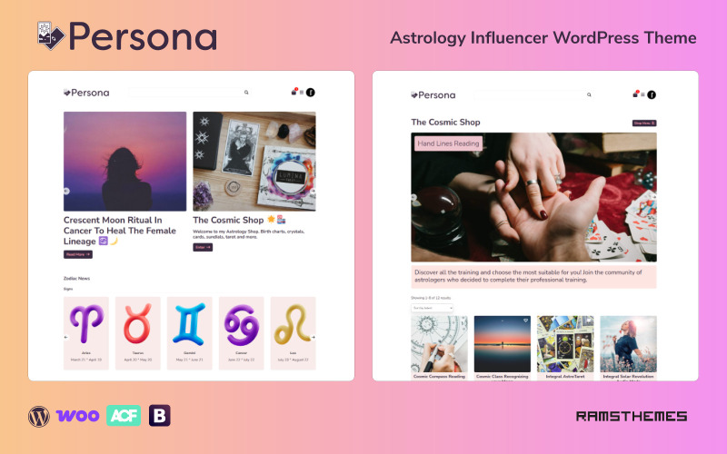 PERSONA - Thème WordPress pour influenceur d'astrologie