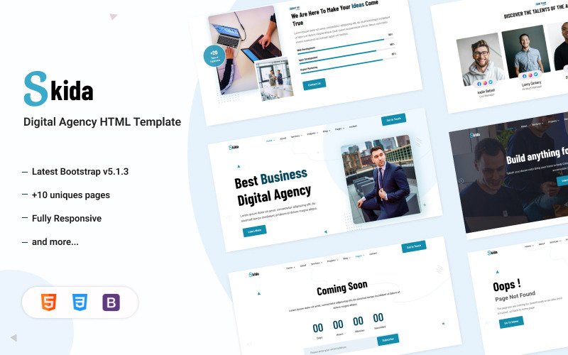 Skida - HTML-sjabloon voor digitaal bureau