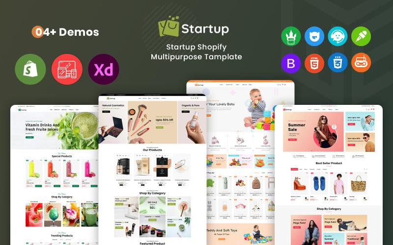 Startup - Shopify-Vorlage für Mehrzweck-Supermärkte