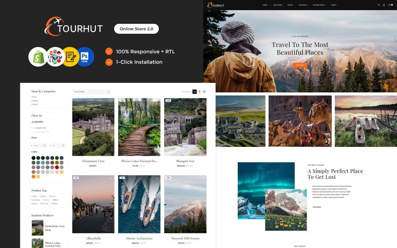 Tourhut – Utazási, túrák és idegenforgalmi ügynökség, Shopify reagáló téma