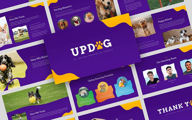 Updog – Kisállatkiképzés Google Diák prezentációs sablon