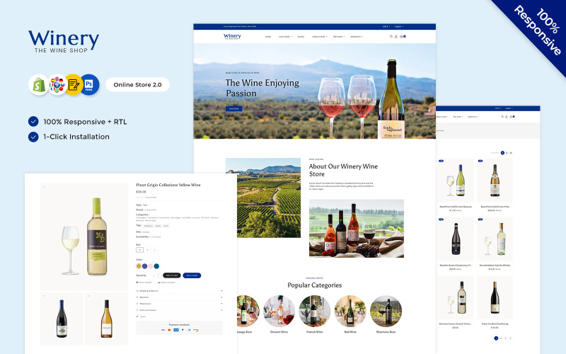 Winery - Liquor, Vinery Multipurpose Responsive Shopify-butik