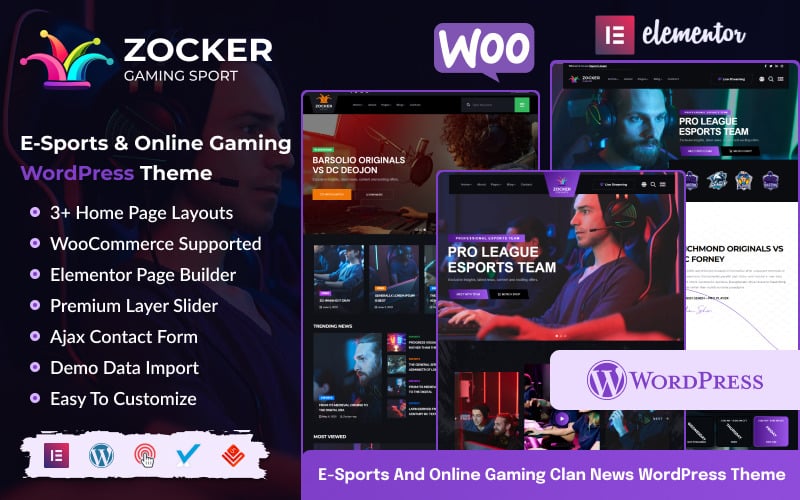 Zocker - E-Sports Online Gaming Clan News Tema de WordPress
