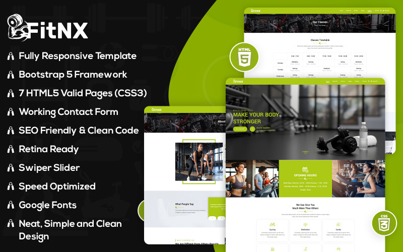 FitNX- Edzőterem és fitnesz HTML5 webhelysablon
