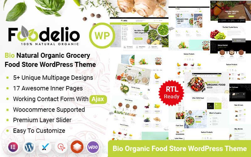 Foodelio – Bio Organic Food Nutrition Shop Thème WordPress pour l'épicerie biologique