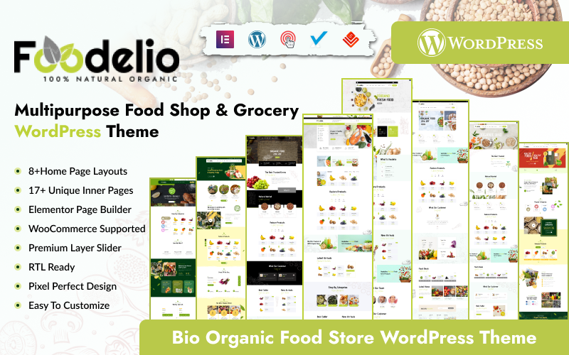 Foodelio - Tema multipropósito de WordPress para tienda de comestibles
