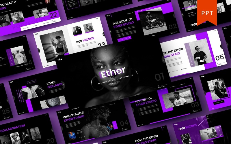 Ether – šablona Business PowerPoint