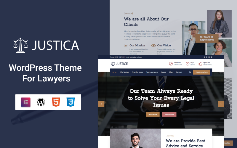 Justica - Tema WordPress de empresa de justiça responsiva