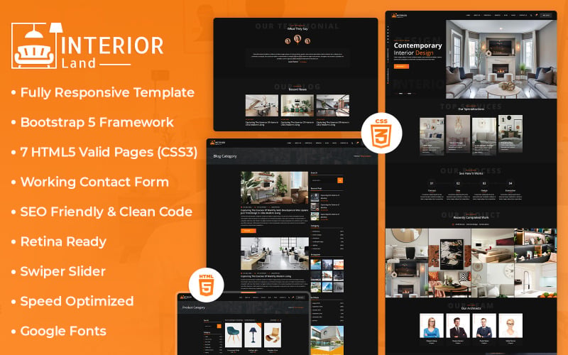Modello HTML reattivo per interni