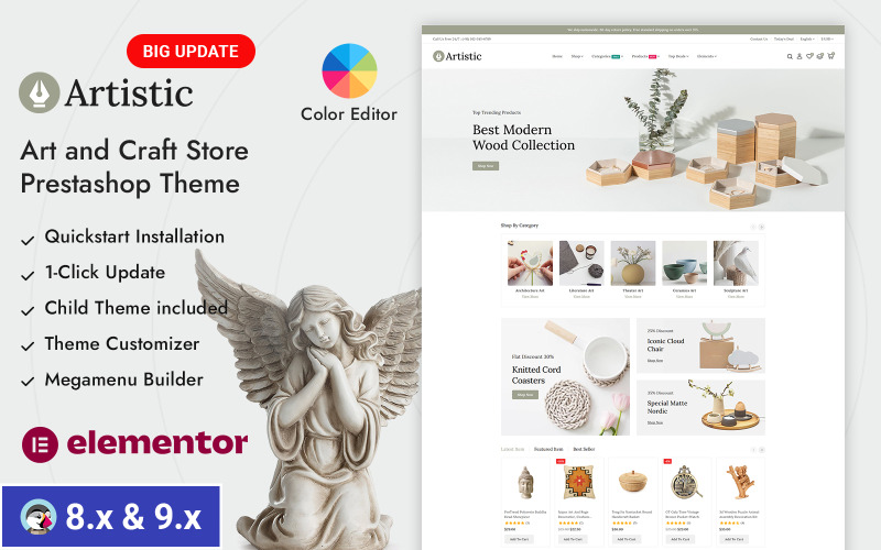 Artistique - Thème Prestashop pour boutique d'art et d'artisanat faits à la main