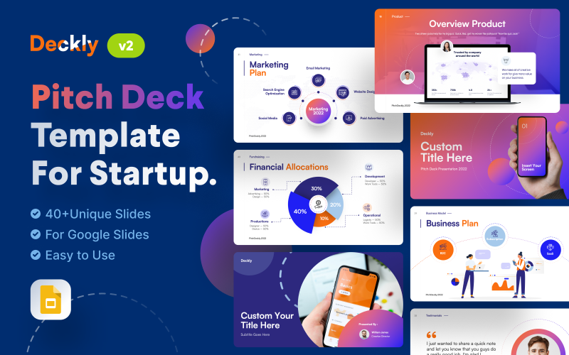 Deckly – Pitch Deck Šablona prezentace snímků Google