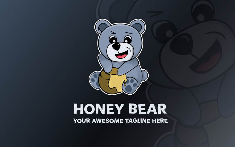 Honey Bear egyszerű modern logó sablon
