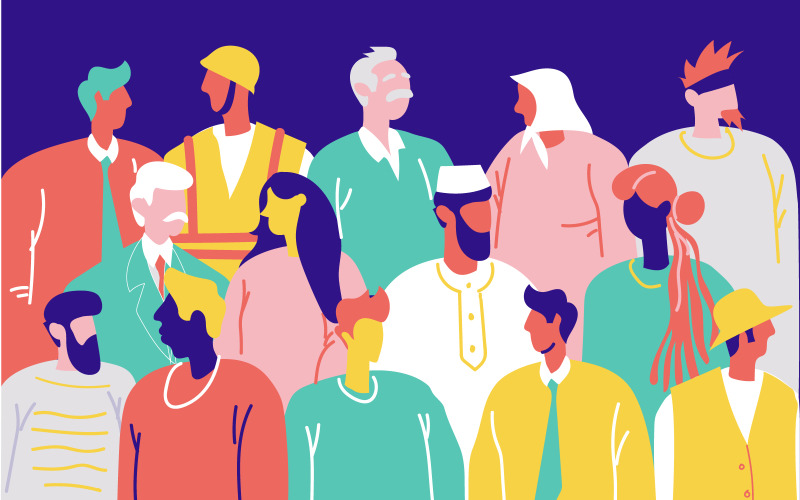 Menschen verschiedener Nationalitäten und Religionen kostenlose Illustration Konzept Vektor