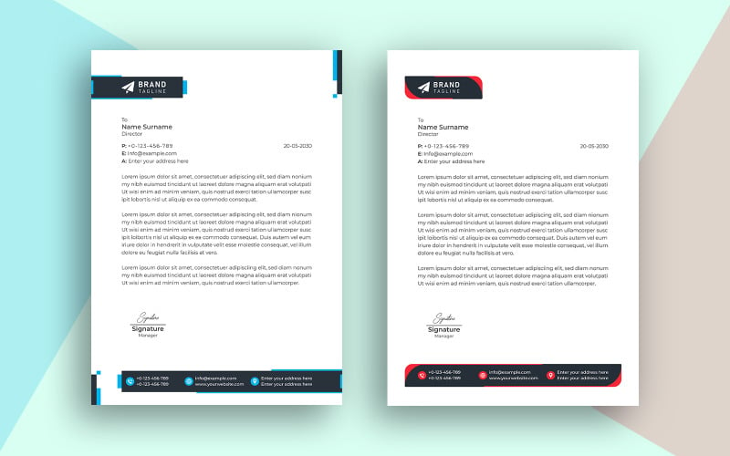 Corporate Identity Business Briefkopf Vorlage Einfaches Design und Vektor-Template-Design