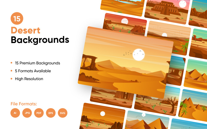 15 Desert Backgrounds Illustrations