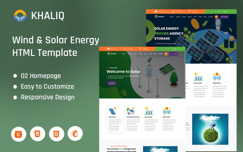 Khaliq - Wind & Solar Energy Landing Page Template