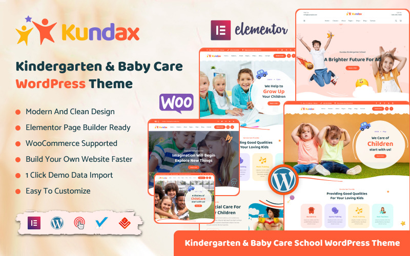 Kundax - Тема WordPress для дітей дитячого садка для догляду за дітьми
