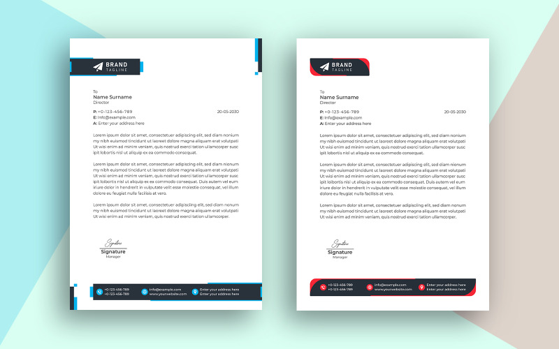 Vállalati identitás üzleti fejléces sablon egyszerű design és vektoros sablon design