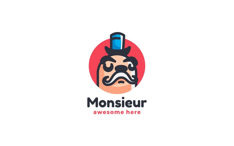 Logo de dessin animé de mascotte Monsieur