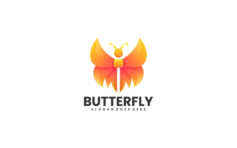 Vector Butterfly Gradient Färg Logotypdesign