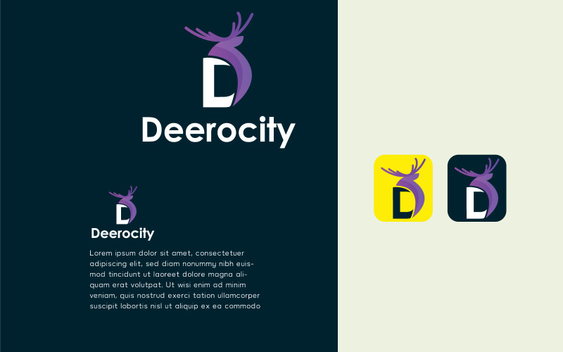 D letter Logo Design Concept for Deer Animal