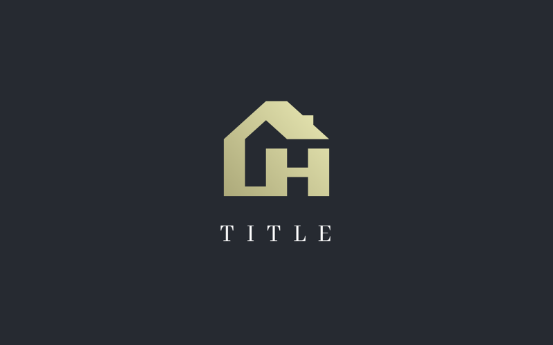 Elegancki Minimalny Dom Elemental H Złote Litery Logo