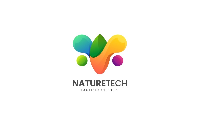 Logotipo colorido degradado de Nature Tech